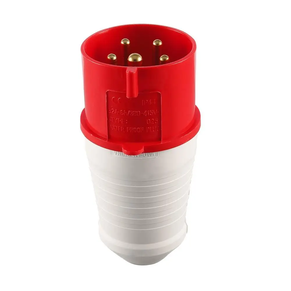 

Red 415V 32 Amp 5pin Industrial Plug & Wall Socket Waterproof IP44 Plug Connector Socket 3 Phase 3P+Earth+Neutral Male/Female