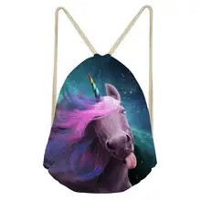 HaoYun/женский рюкзак на шнурках для путешествий, фантазийный единорог, пляжная обувь с рисунком лошади, модные сумки-органайзер с карманами для девочек