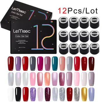 

6/12 Pcs LEMOOC 5g Glitter Nail Gel Nail Polish Special Gel Set Shiny Soak Off Semi Permanent UV LED Nail Art Varnish varnish