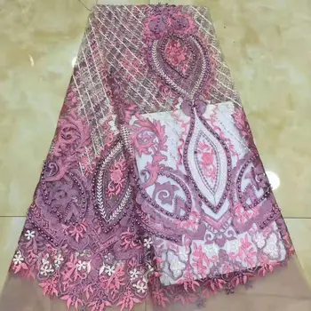 

Exquisite milk silk embroidered beaded French mesh gauze lace African lace flash suitable for DIY evening dress ladies skirt