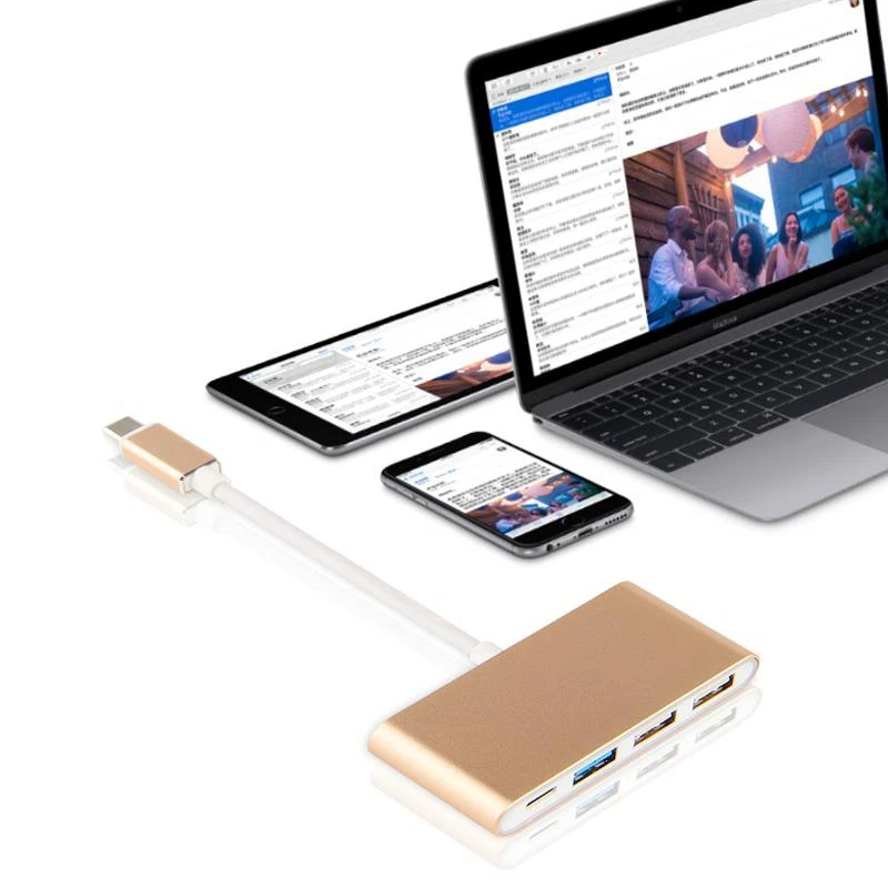 3 в 1 USB 3,1 type-C к USB 3,0 концентратор USB-C зарядный порт Соединительный Кабель-адаптер