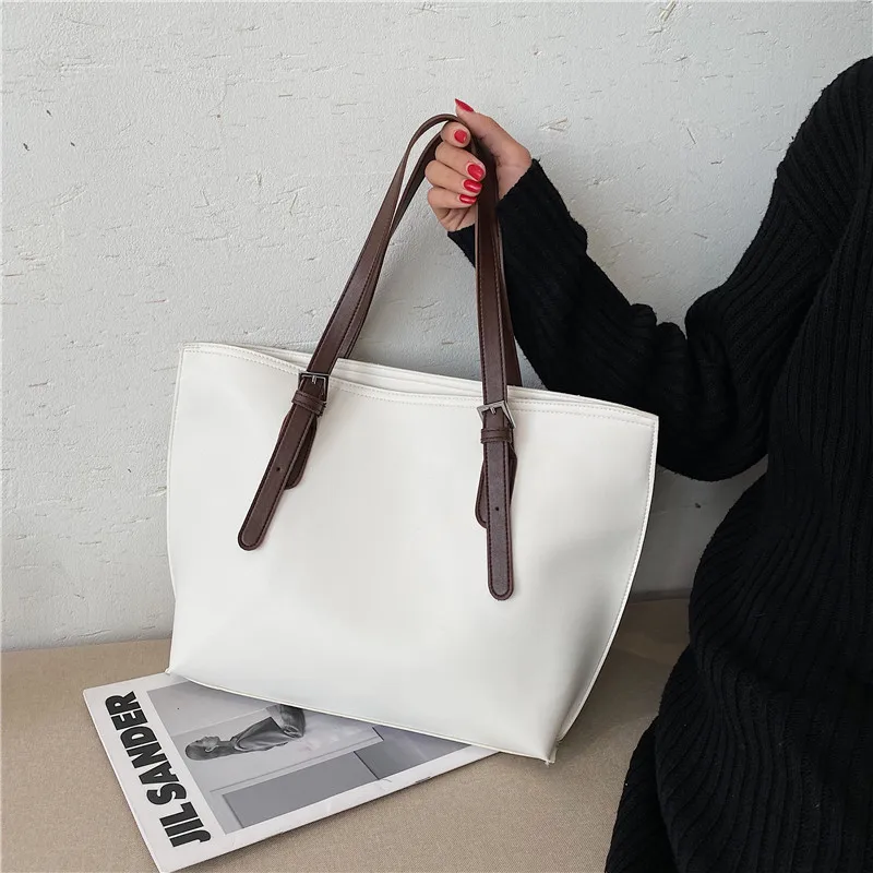 Ladies White Leather Handbag New Tote Designer Style Celebrity Shoulder Bag 