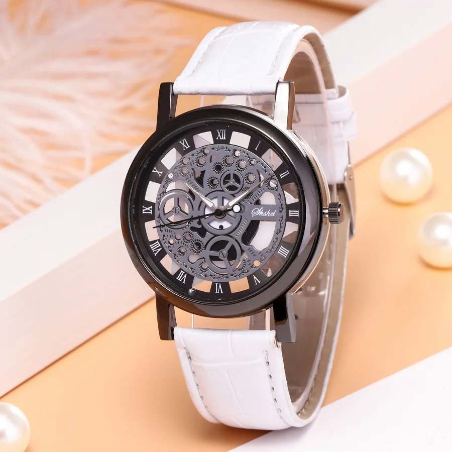 Attractive Nice Pop Design Men PU Leather Mechanical Gear Watch High Quality Buckle Relogios masculinos Quartz Wristwatches | Наручные