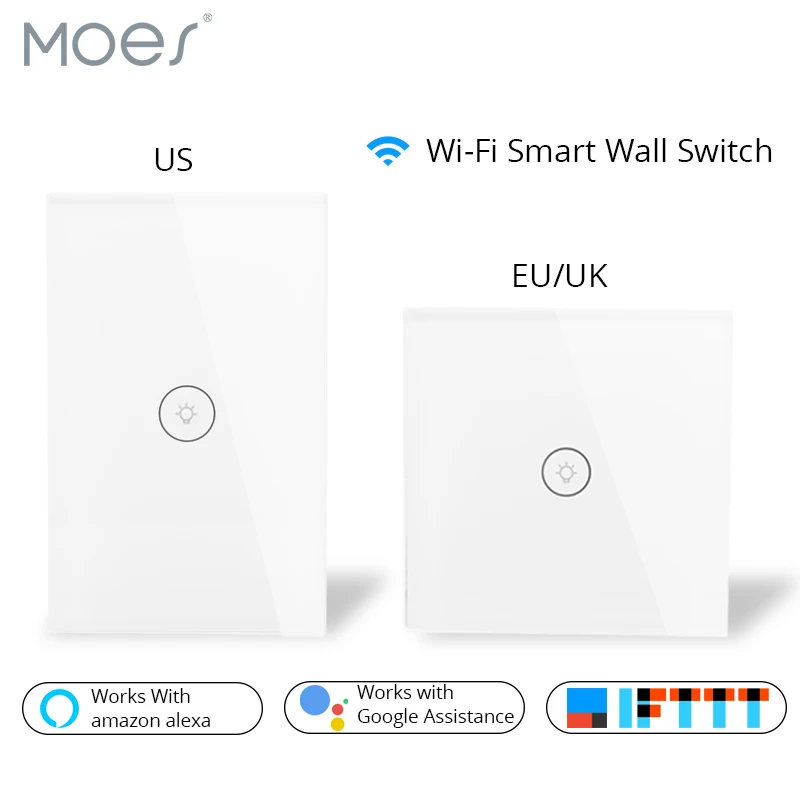

Wifi Smart Wall Touch Switch Glass Panel Mobile APP Remote Control No Hub Required work with Amazon Alexa Google Home US EU UK