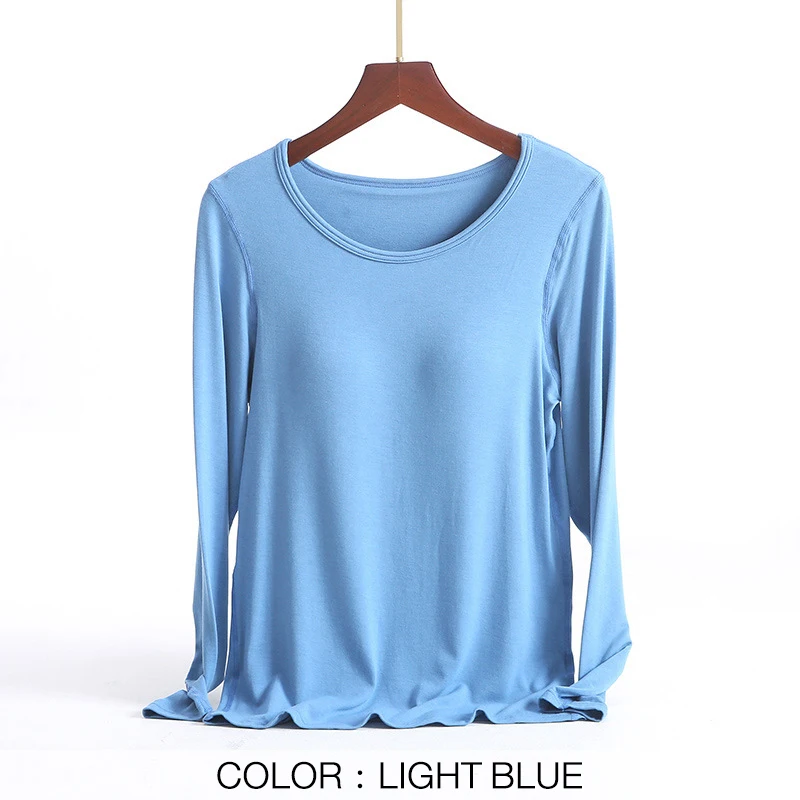 Women T-Shirts Built-in Bra Padded Stretchable Modal Tops Tshirts