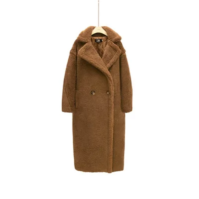 Зимнее Новое коричневое шерстяное пальто с мишкой Тедди Женская куртка из искусственного меха свободные пальто средней длины женское толстое теплое пальто CA6573 - Цвет: brown