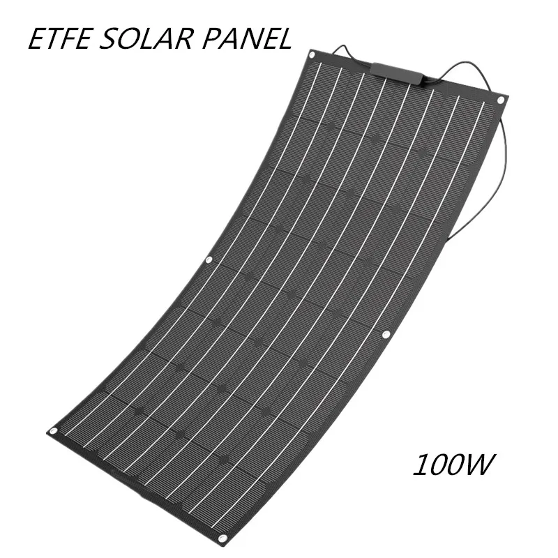 1PCS ETFE 100W Китай 100 Вт ETFE stronly водонепроницаемый полу гибкие солнечные панели монокристаллический солнечный элемент для RV лодки морской 12 в солнечное зарядное устройство - Color: 1PCS ETFE 100W
