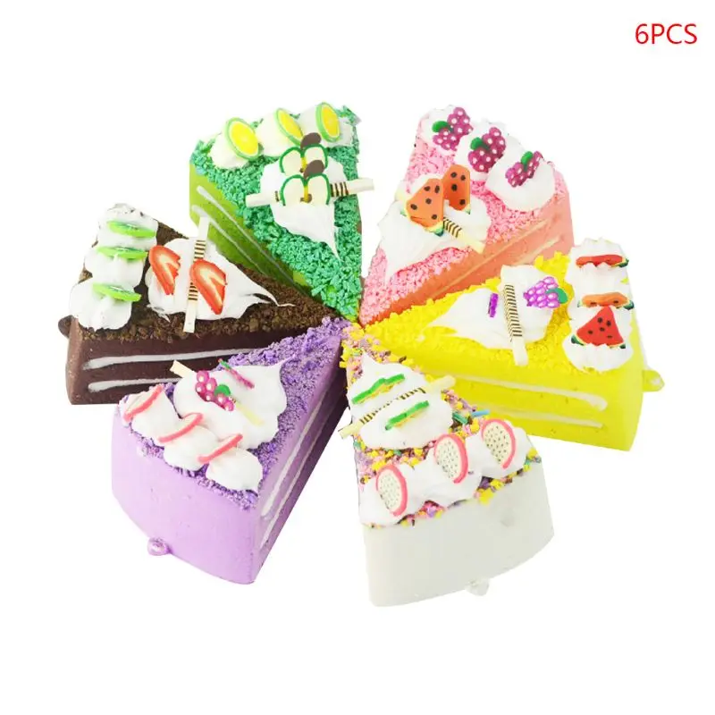 

6pcs Realistic Artificial Triangle Cake Bakery Window Food Display Photo Prop