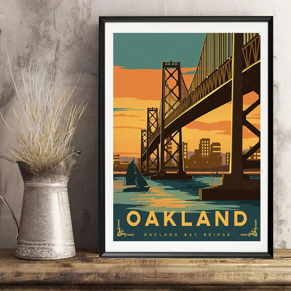 Oakland Bay Bridge см Америка Винтаж плакат холст картины из крафт-бумаги с покрытием