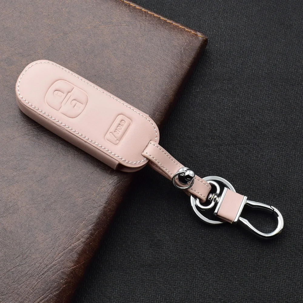 ATOBABI розовый ключа автомобиля чехол для ключей для Mazda 3 CX-3 CX-5 CX-9 Натуральная кожа дистанционного брелок в виде ракушки крышка 2+ 1 кнопки Для женщин смарт-держатель для ключей на сумку