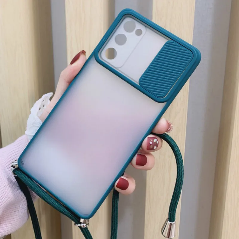 Slide Camera Protector Crossbody Lanyard Strap Case For huawei P Smart 2021 Y7A Translucent Back Cover for huawei p smart 2021 