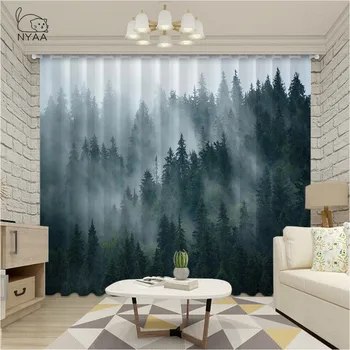 

Blue sky landscape 3D Blackout Window Curtains For Living Room office Bedroom Drapes Cortinas Nature Forest Lake Micro Shading