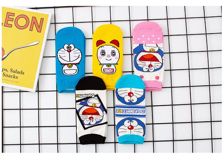 Носки с принтом Аниме Doraemon, весенне-летние Японские Женские хлопковые носки Dorami, Спортивные Повседневные Удобные дышащие спортивные носки skarpetki