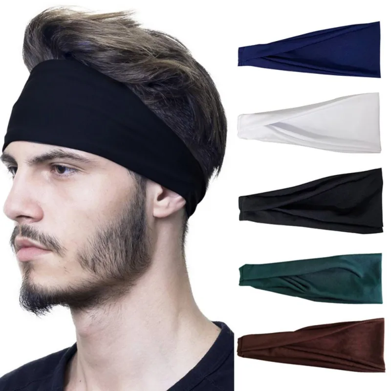 Diademas deportivas para hombre, cintas de algodón sólido para el pelo, pañuelo para la cabeza, bandana para Yoga, bandas de sudor para correr, cintas para el con nudo|Cintas del pelo