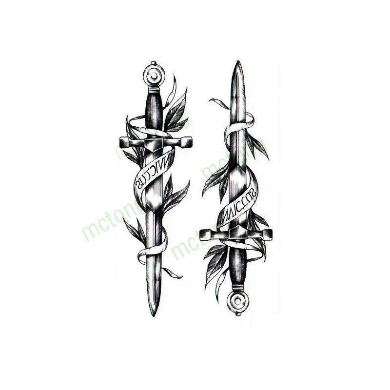 Водостойкие наклейки для Временной Татуировки s нож кинжал буквы tatto Tatuajes ручная