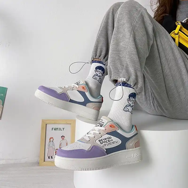 Xixiyipinスポーツブランドつま先の女性のスニーカー21白厚底靴夏レースアッププラットフォーム女性の加硫靴 レディースフラット Aliexpress