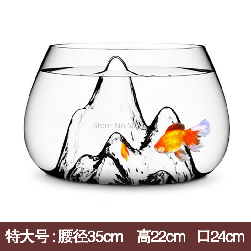 Transparent Landscape Glass Aquarium Living Room Small Creative Goldfish Tank Living Room Lazy Fish Tank Big Aquarium Tank - Цвет: Синий