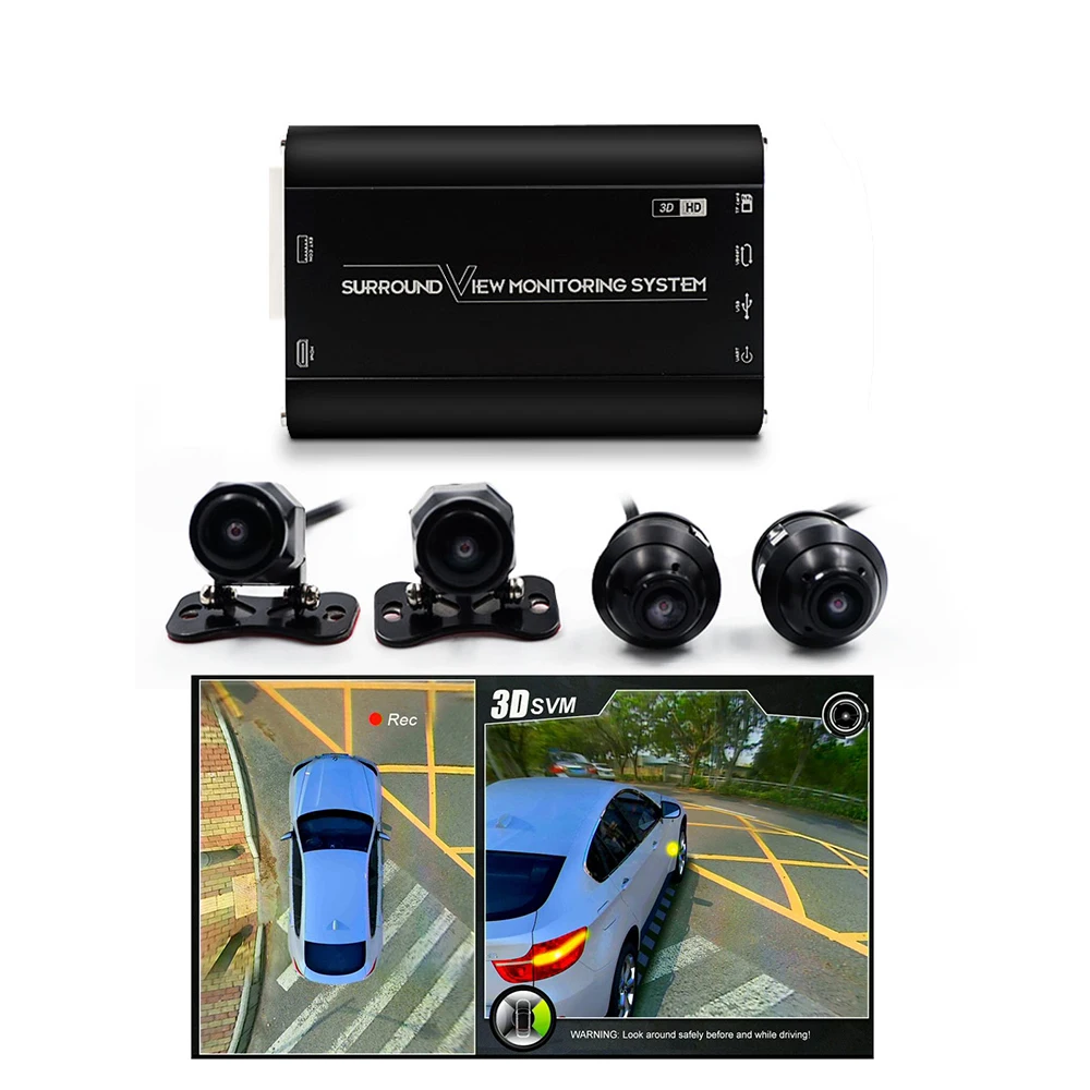 

New 360 3D Car Birdview System 360 Seamless Surround View DVR With Front Rear Camera Two Adjustable Angle Lens Car Side Camera