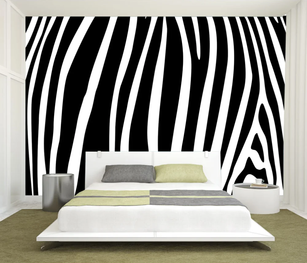 Custom wallpaper Simple black and white fashion zebra high-end waterproof material architectural wallpaper procuratie in black and white nordic wallpaper scandinavian style wall paper