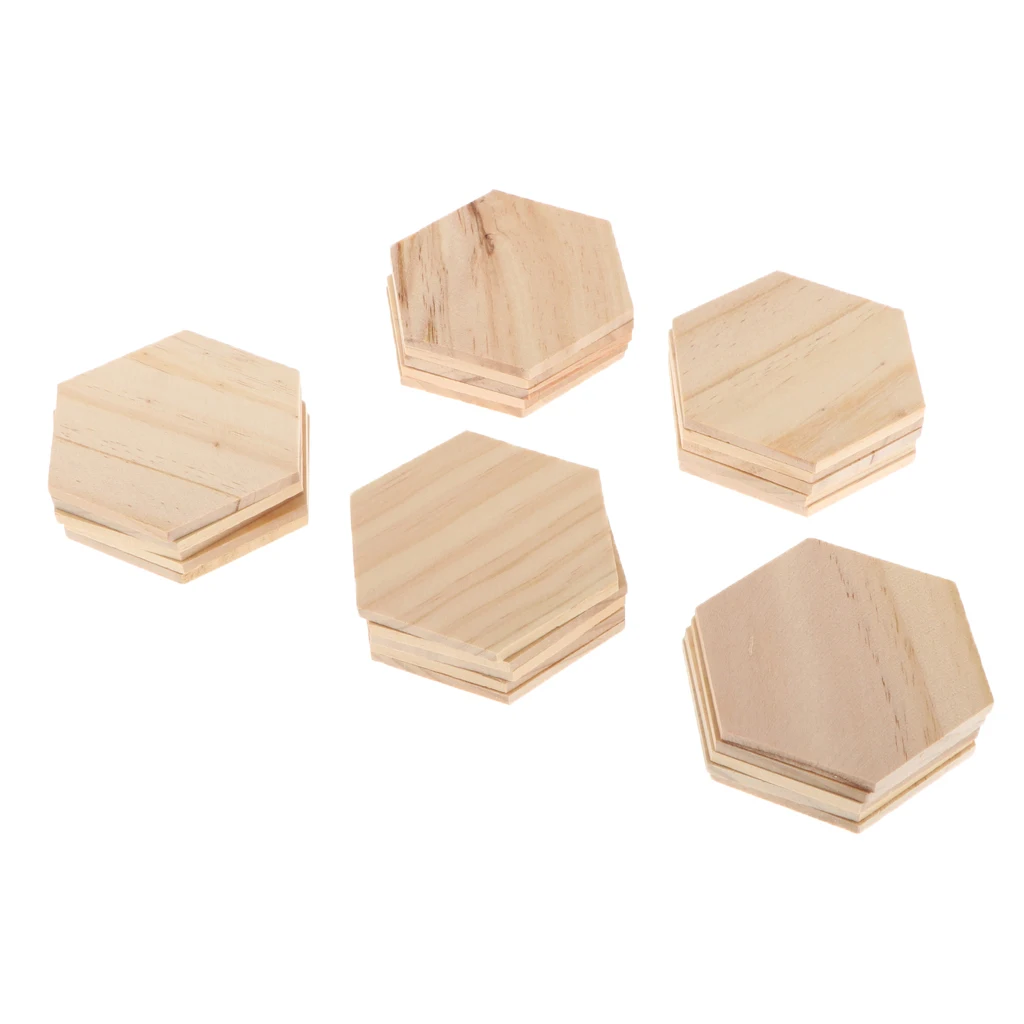 25 9x7.8cm Unfinished Hexagon Wood Pieces for DIY Engraving Carving Crafting Wood Square Plaques Wood Sheets Rustic Decorations