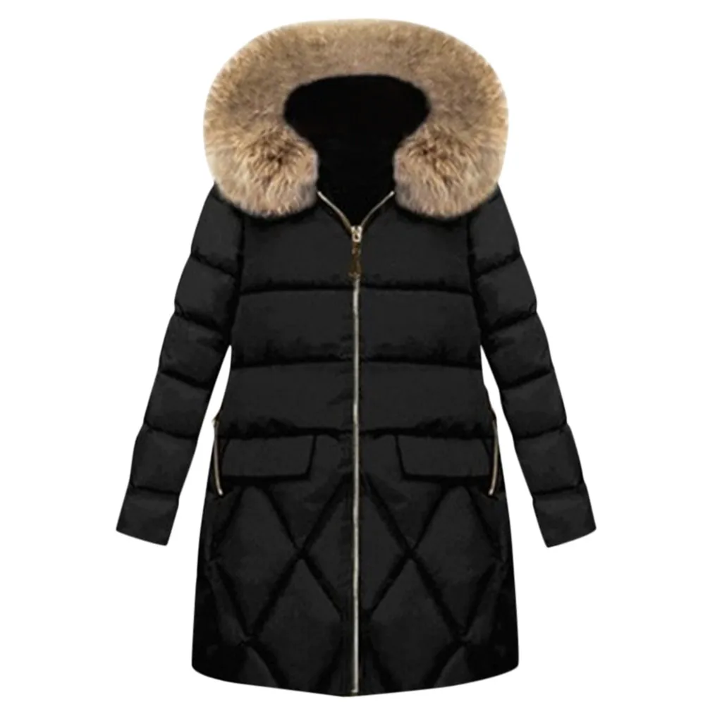 Зимняя женская куртка, модное зимнее пальто с меховым капюшоном, женская теплая пуховая хлопковая парка, женские куртки размера плюс M-5xl# J30