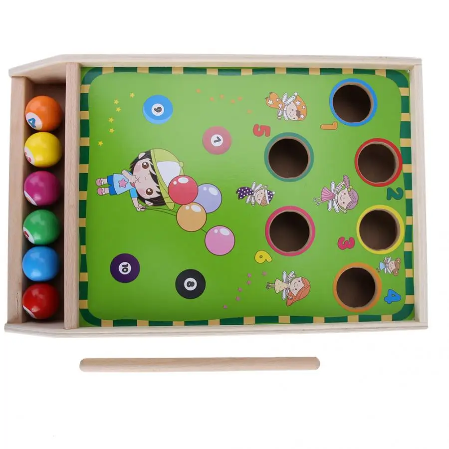 Mini Wooden Desktop Billiards Pool Ball Table Game Set Playing Puzzle Educational Toy Interactive Toys for Children Gift
