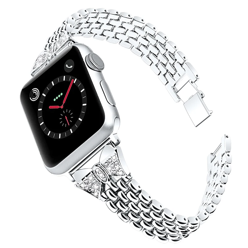 Алмазный стальной ремешок для Apple watch 4, ремешок 42 мм, 38 мм, часы 4, 3, ремешок 44 мм, 40 мм, металлический ремешок, браслет, аксессуары для часов