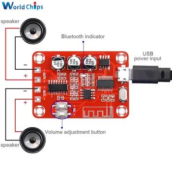 

XH-A251 5W+5W Bluetooth V4.2 Amplifier Board DC 5V Audio Receiver MP3 Decoder Music Player Sound Board for Speaker