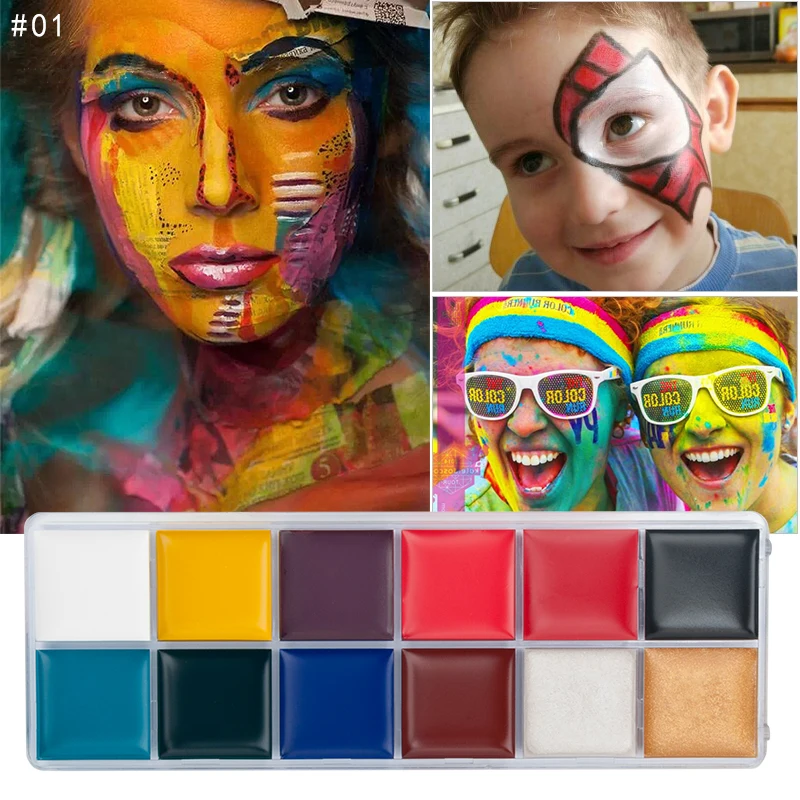 12 colori Face Paint Palette Body Art Makeup Body Paint Safe Kids Flash  Tattoo Oil Painting Halloween Party Fancy Carnival New - AliExpress