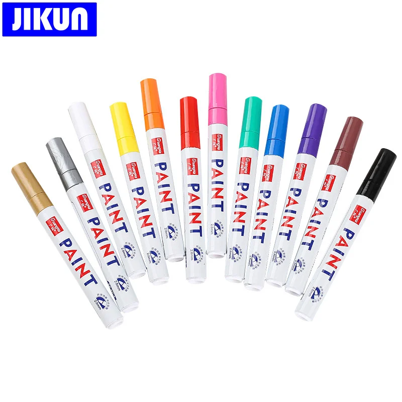 JIKUN 5pcs White Marker Pen Alcohol Paint Oily Tire Painting Graffiti Felt  Tip Pens Permanent for Fabric Wood Leather Markers