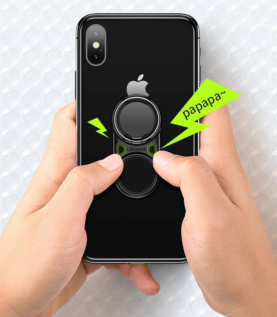 USAMS декомпрессионное кольцо-держатель для пальца Многофункциональный Забавный металлический держатель вращающийся на 360 градусов держатель для мобильного телефона для iPhone XR samsung