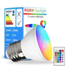 

E27 Smart Control Lamp RGBW LED Light Bulbs E14 E26 GU10 MR16 Lampada Spot Light Colorful Changing Bulb LED Lighting Flood Lamp