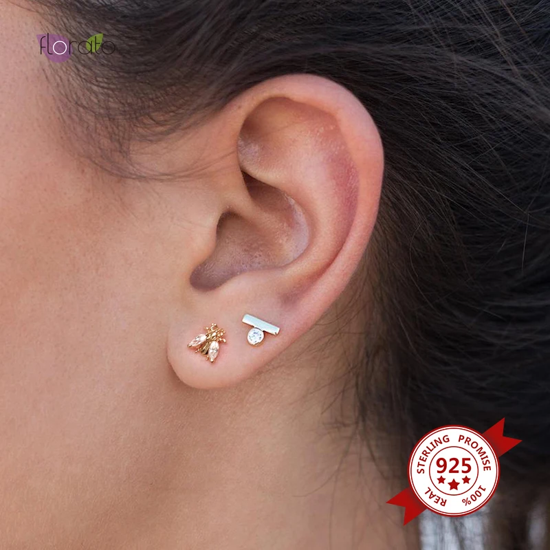 925 Sterling Silver Ear Needle Animal Cute Little Bee Syud Earrings Ladies Accessories Birthday Gifts Advanced Jewelry | Украшения и