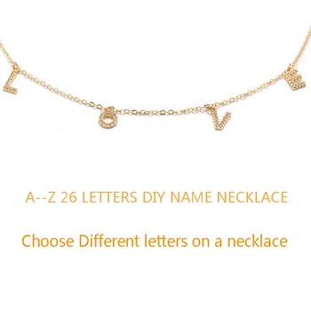 

trendy cubic zirconia diy letter necklace