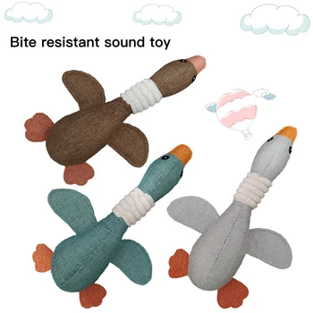 

33cm Cartoon Squeak Cat Dog Toys Cat Puppy Pet Resistance Chew Cleaning Teeth Animals Plush Cartoon Linen Cloth Wild Goose Toy