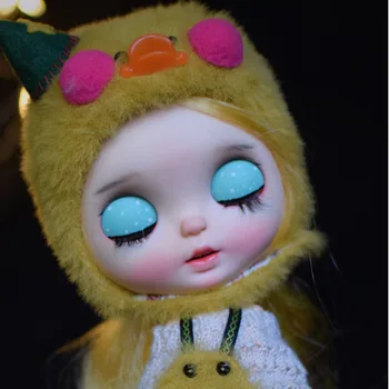 

neo Blyth Doll NBL 1/6 BJD Customized Frosted Face,big eyes doll makeup Ball Jointed Doll with wig with painted Sleep eyes 002