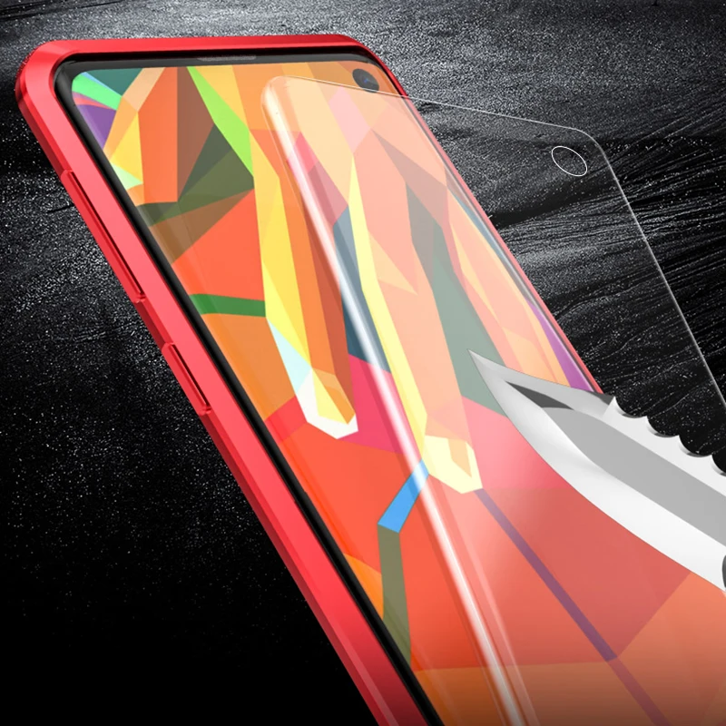 Магнитный чехол с двойным стеклом для Samsung note 10 pro металлический адсорбционный