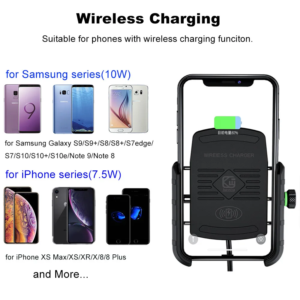 ACCNIC держатель для телефона мотоцикла Беспроводное зарядное устройство для samsung S10 S9 S8 iphone X XS 8 8plus быстрая Беспроводная зарядка мото подставка