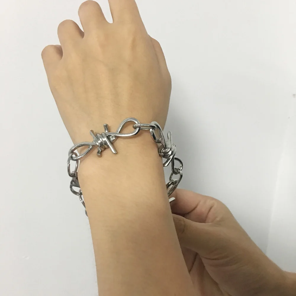 bracelet Женское Ожерелье с колючей проволокой в стиле хип-хоп панк, колье на цепочке, подарки для друзей, Collares de Moda - Окраска металла: bracelet