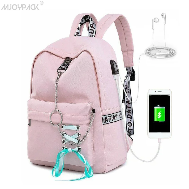 

Mjoypack Fashion Anti Theft Reflective Backpack Women School Bags Laptop USB Charge Girls Bookbag