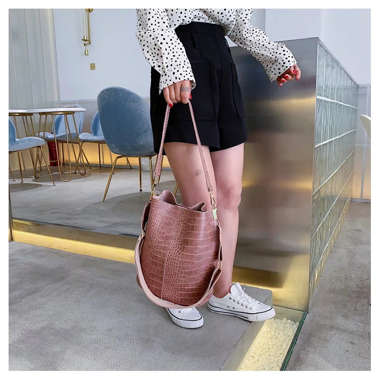 Krokodilmuster Pu Leder Beuteltasche Damen Schultertasche Handtasche_voghion.com