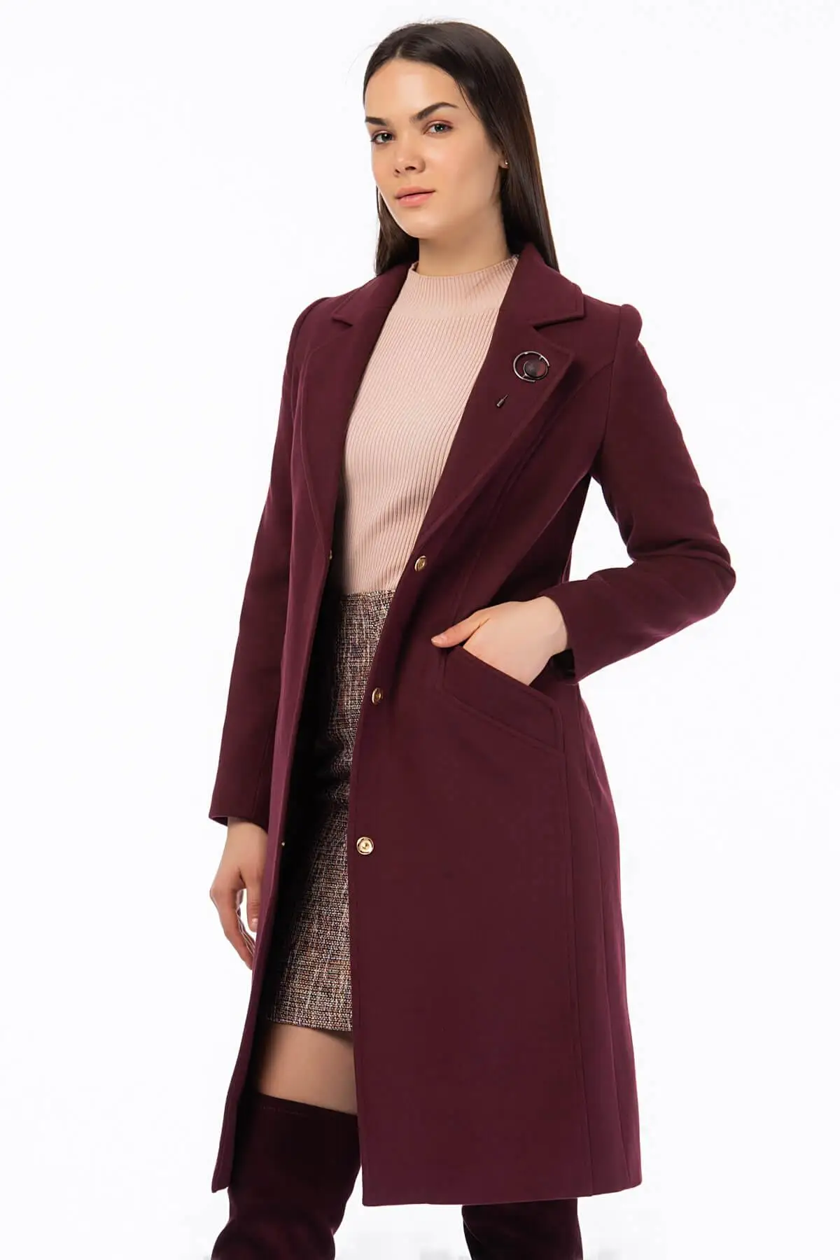 Dewberry женские бордовые Coat-1160001Z6508