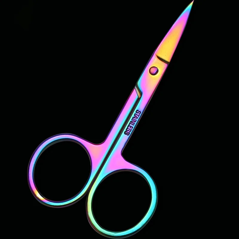 Eyebrow Scissors Manicure Scissors Facial Hair Scissors Beauty Scissors Chameleon Curved Head Eyebrow Scissor Makeup Trimmer Facial Hair Remover Manicure Scissor Nail Cuticle Tool
