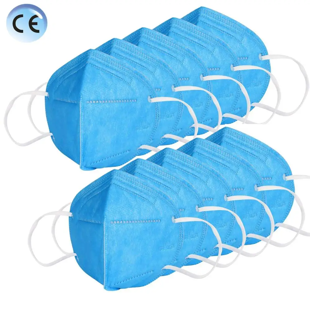 

10PCS CE Certificate KN95 Safety Masks Face Masks Dustproof PM2.5 Non-Woven Fabric Masks Activated Carbon Filtration Exhaust Gas
