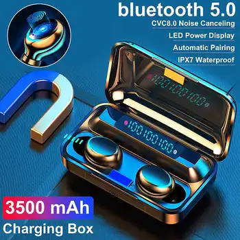 

3 Digit LED Power Display 1200mA HiFi Stereo bluetooth 5.0 Earphone Noise Reduction TWS Fingerprint Touch Earphone