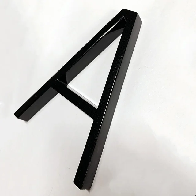 Black Floating House Numbers Doorplate Letters Metal Address Sign Plate Outdoor Street Door Plaque Number For Home Mailbox 0-9 A