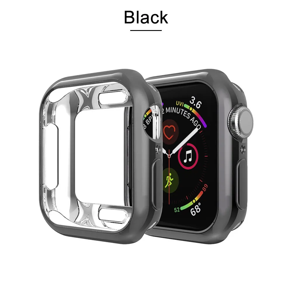 Black 360 Тонкий чехол для часов Apple Watch, чехол 5, 4, 3, 2, 1, 42 мм, 38 мм, мягкий прозрачный ТПУ защитный экран для iWatch 5, 4, 44, мм, 40 мм - Цвет: Black