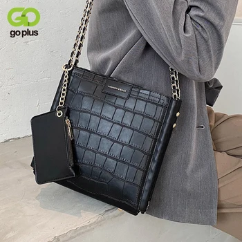 

GOPLUS Tote Leather Bag for Women Fashion Shoulder Bags New Chains Crossbody Big Bag