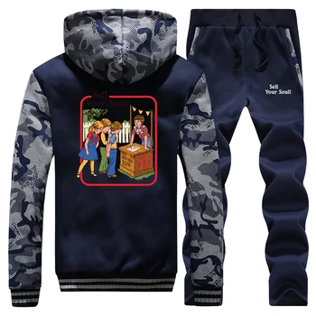 

Funny Lets Summon Demons Sell Your Soul Camo Hoodies Pants Sets Men Hip Hop Plus Size Streetwear Casual Sportswear Sweatpants