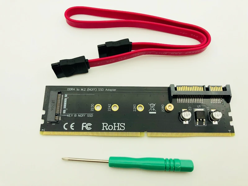 DDR4 к M.2 SATA адаптер Riser Memory DDR4 DIMM к M.2 NGFF SSD B Ключ 15Pin питание 7pin SATA порт к материнской плате 2230-2280 M2 SSD